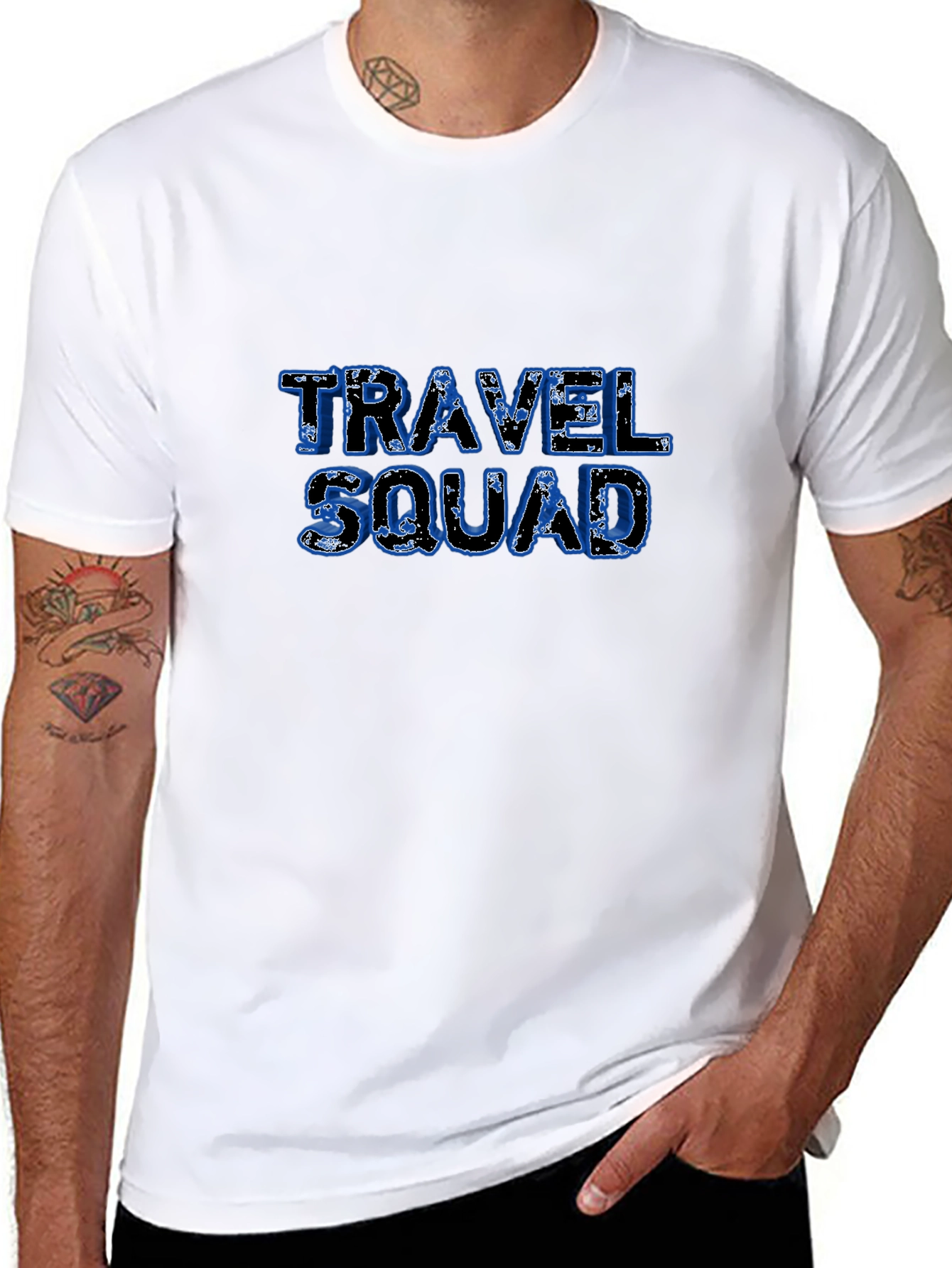 Travel Squad Graphic Tee - Black Cotton T-Shirt