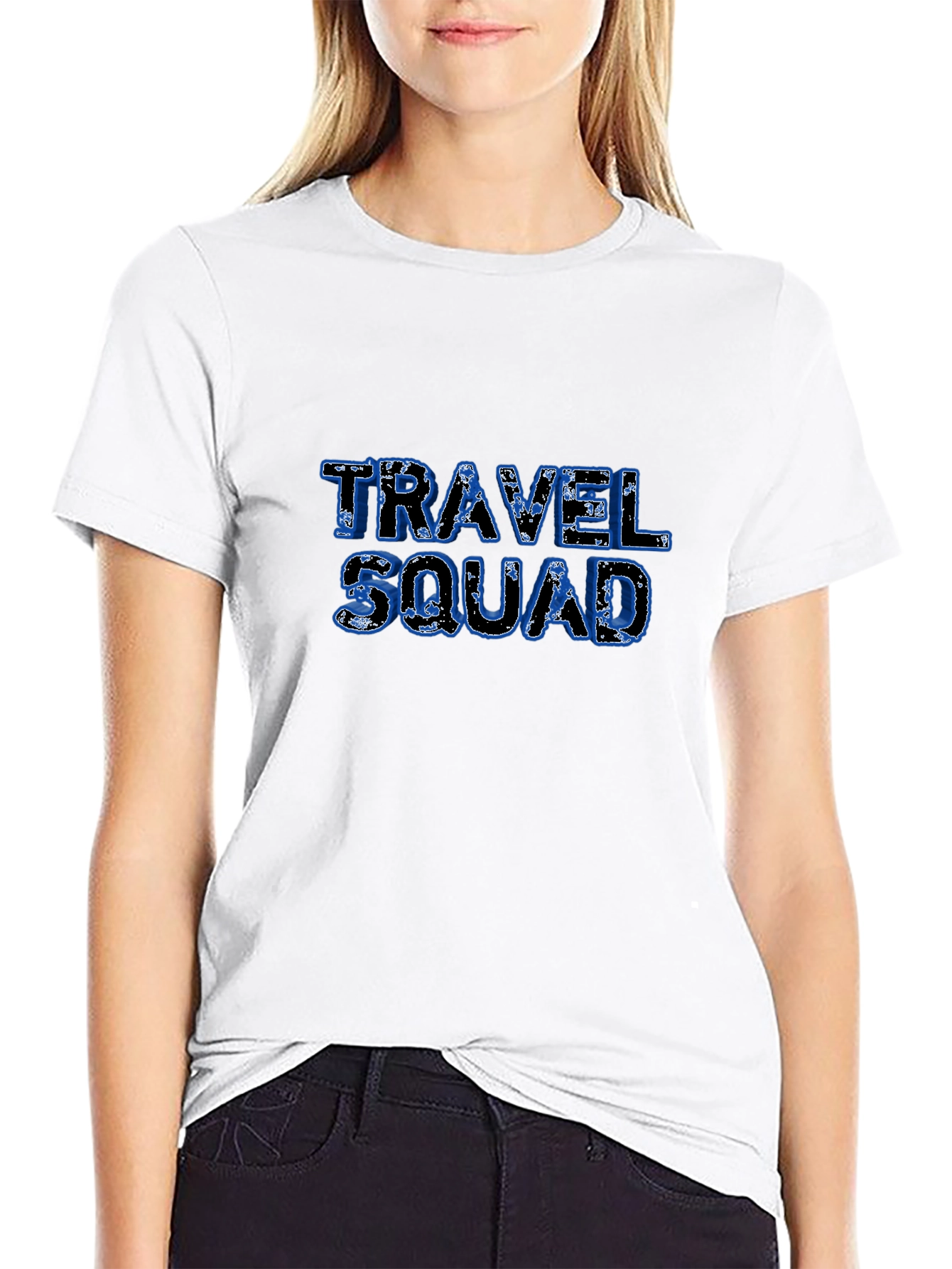 Travel Squad Graphic Tee - Black Cotton T-Shirt