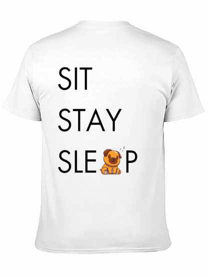 Sit Stay Sleep Pug T-Shirt - Soft Cotton Tee