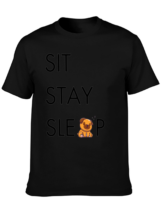 Sit Stay Sleep Pug T-Shirt - Soft Cotton Tee