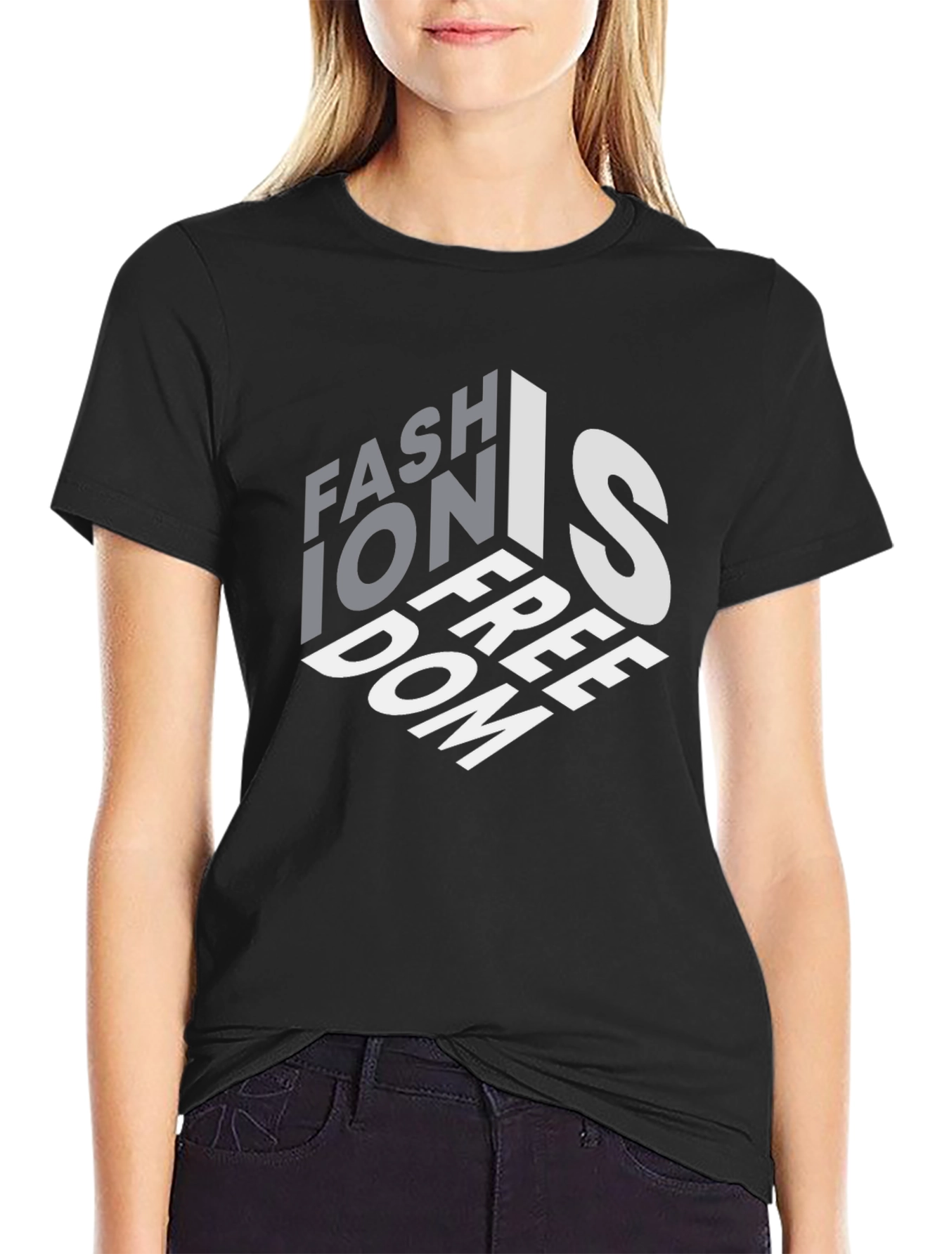 Fashion is Freedom Graphic Black T-Shirt