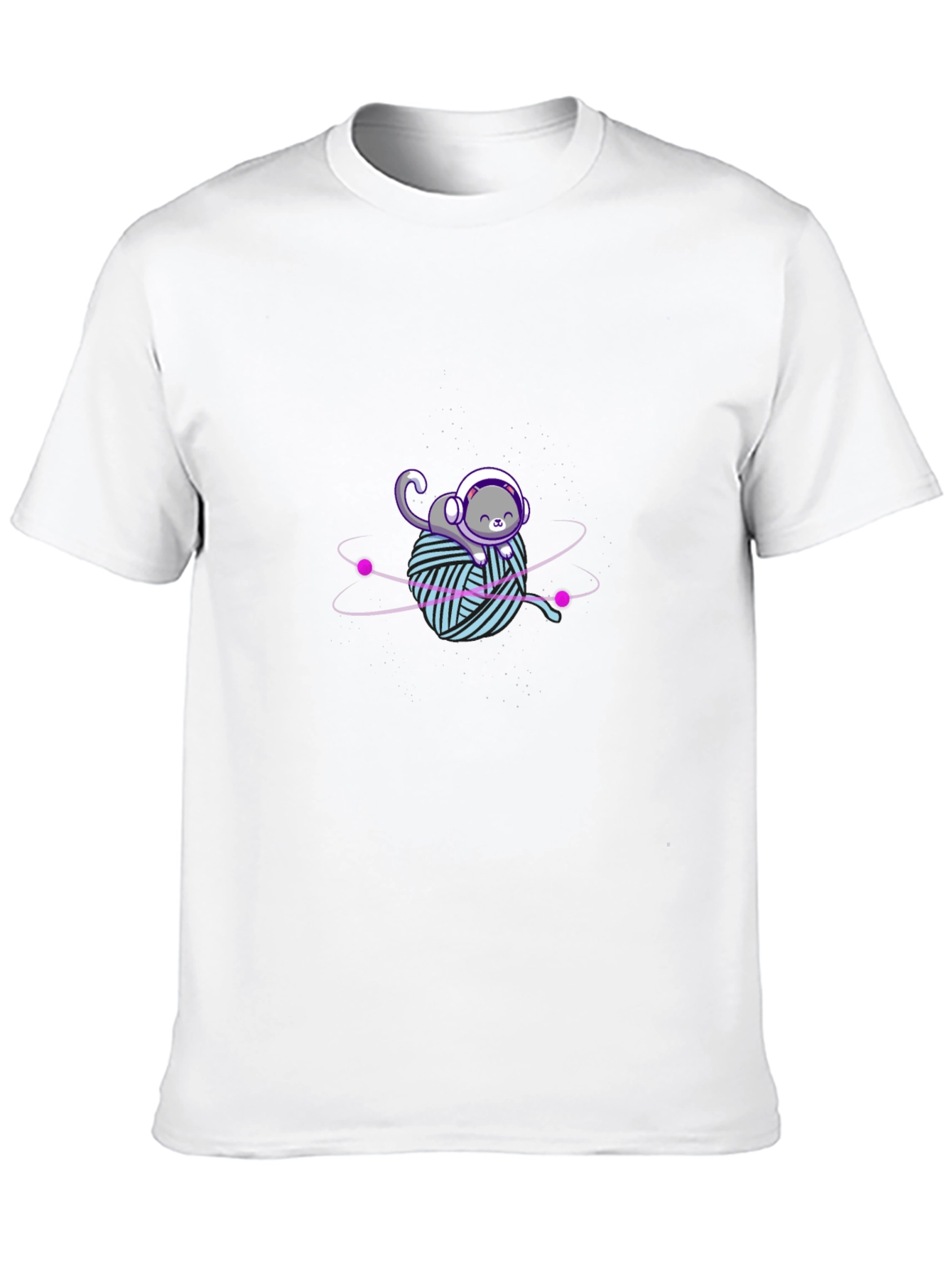 Astronaut Cat Yarn Ball Graphic Tee - Black