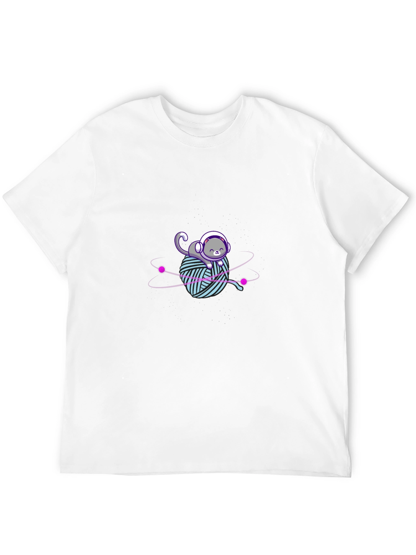 Astronaut Cat Yarn Ball Graphic Tee - Black