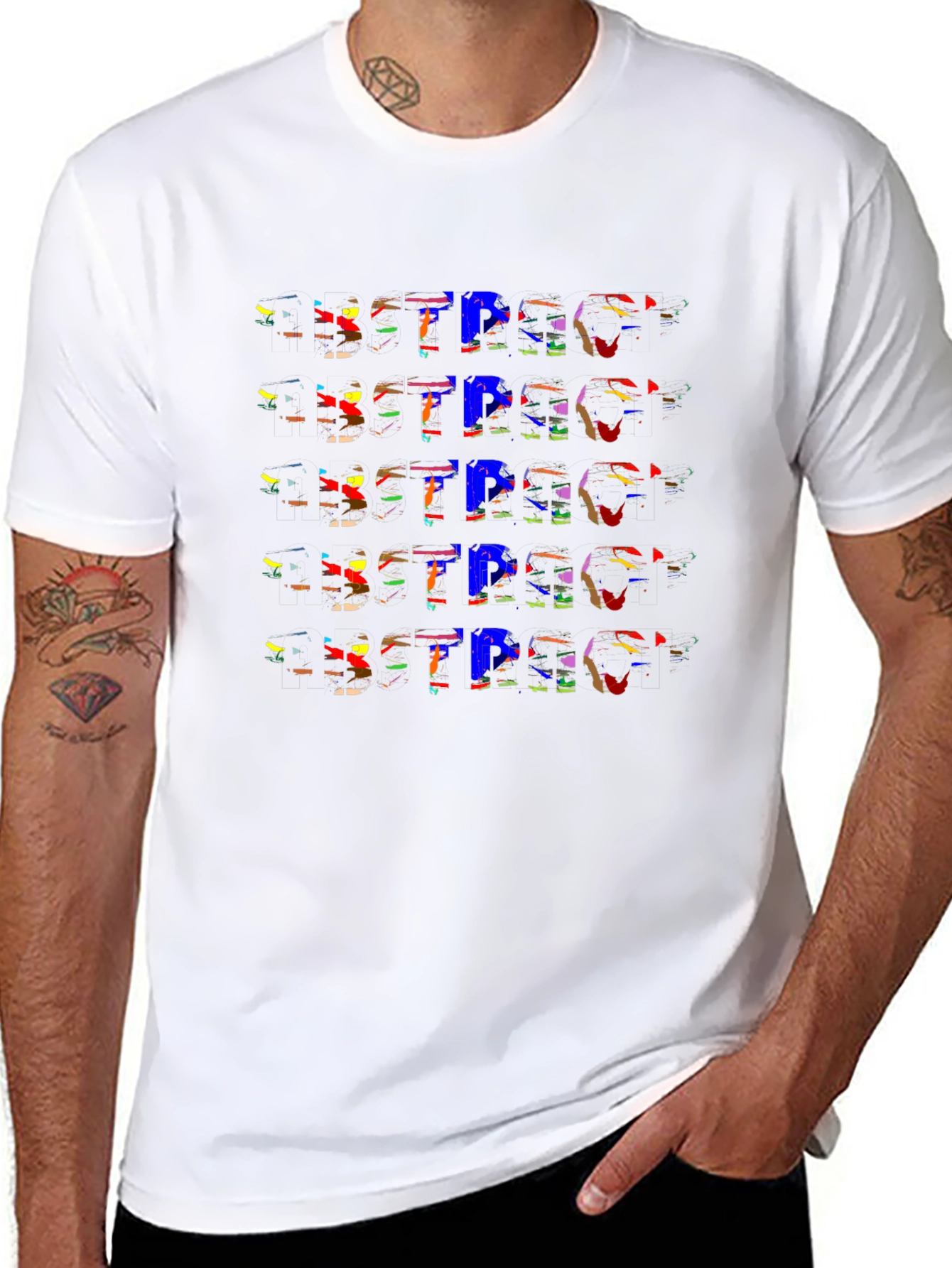 Abstract Design Black Cotton T-Shirt
