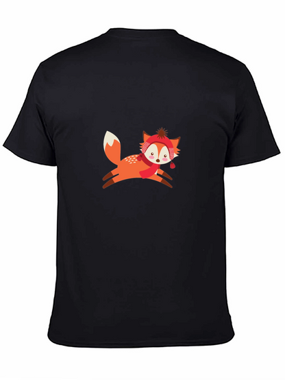 Black T-Shirt with Winter Fox Graphic