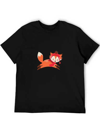 Black T-Shirt with Winter Fox Graphic