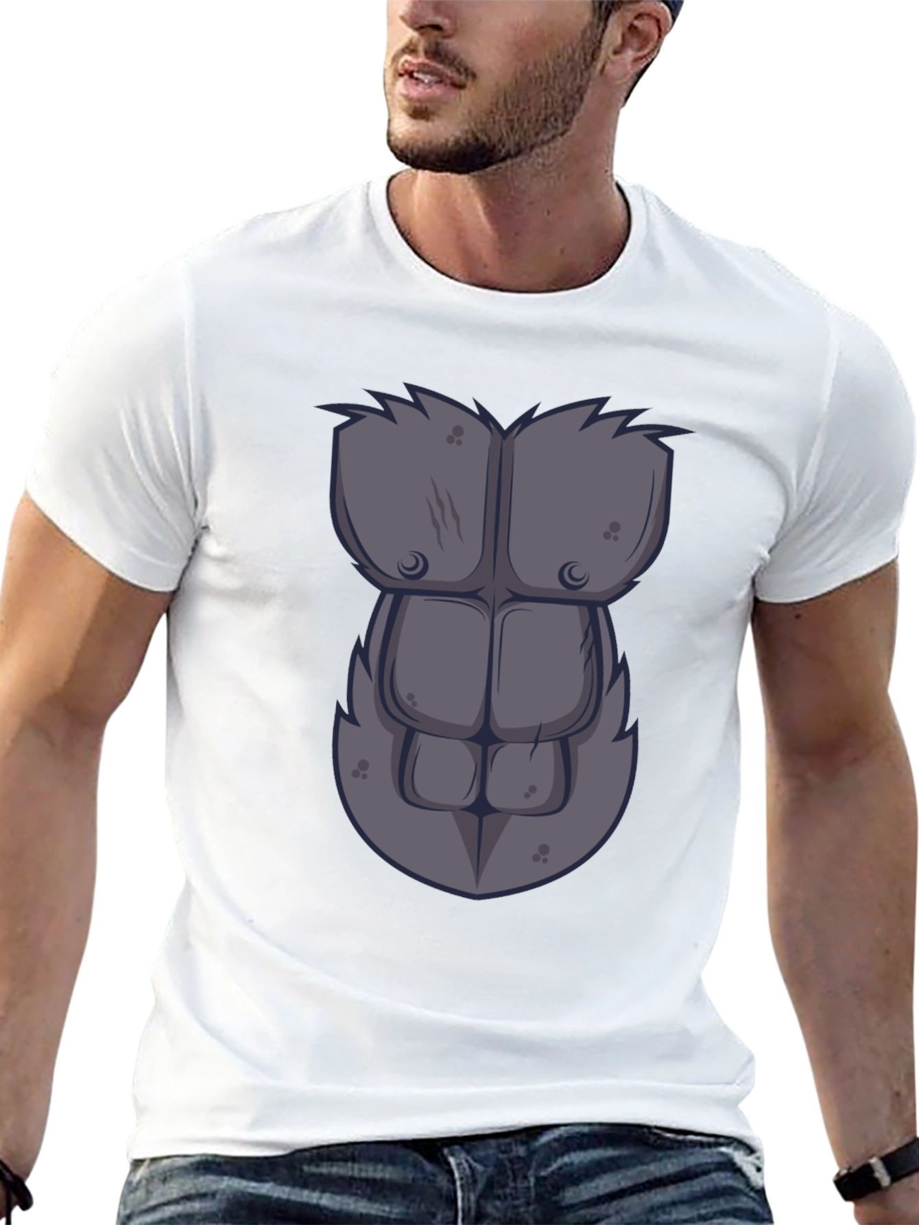 Gorilla Chest Graphic Tee - Novelty Muscle Shirt