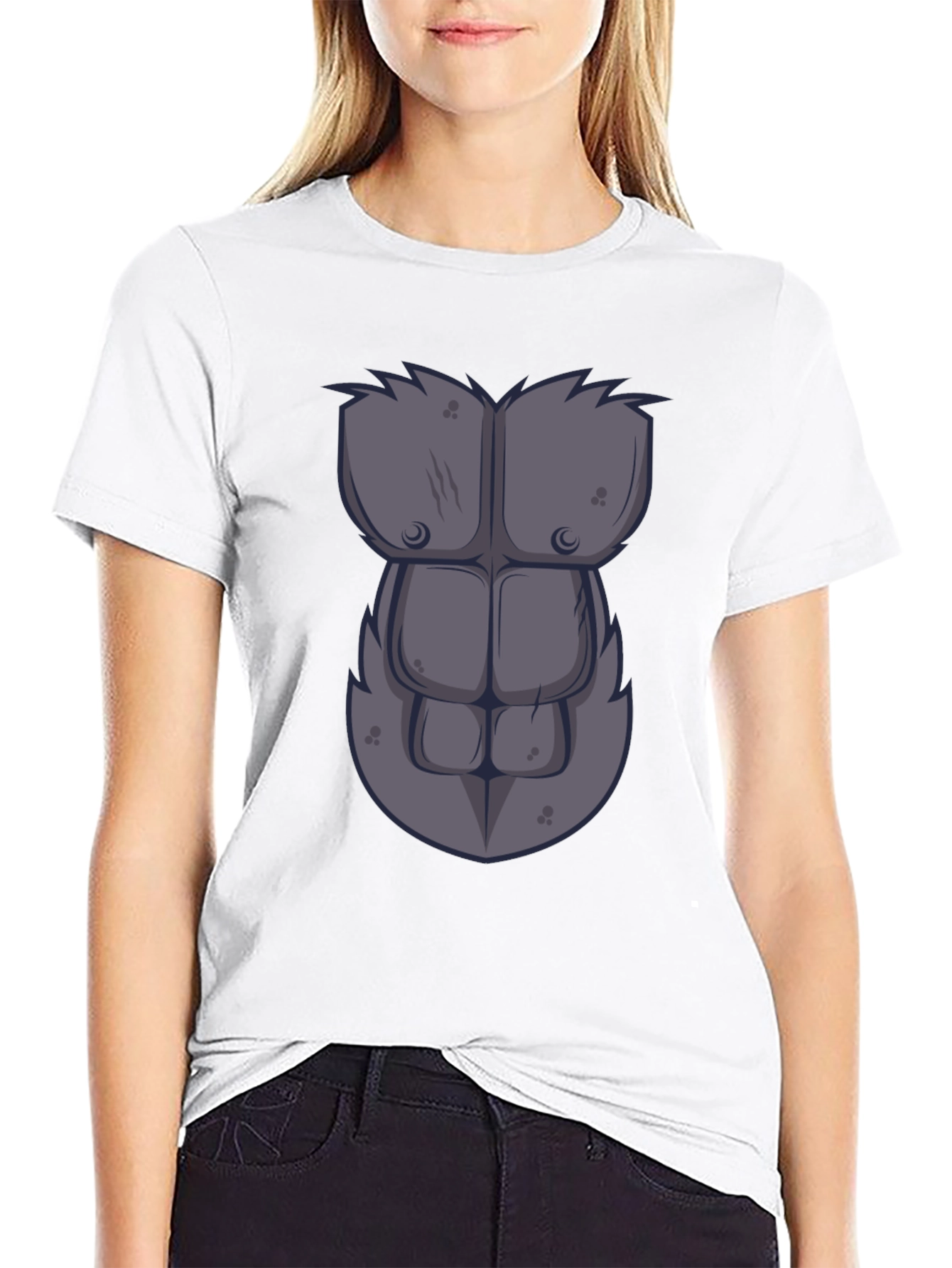 Gorilla Chest Graphic Tee - Novelty Muscle Shirt