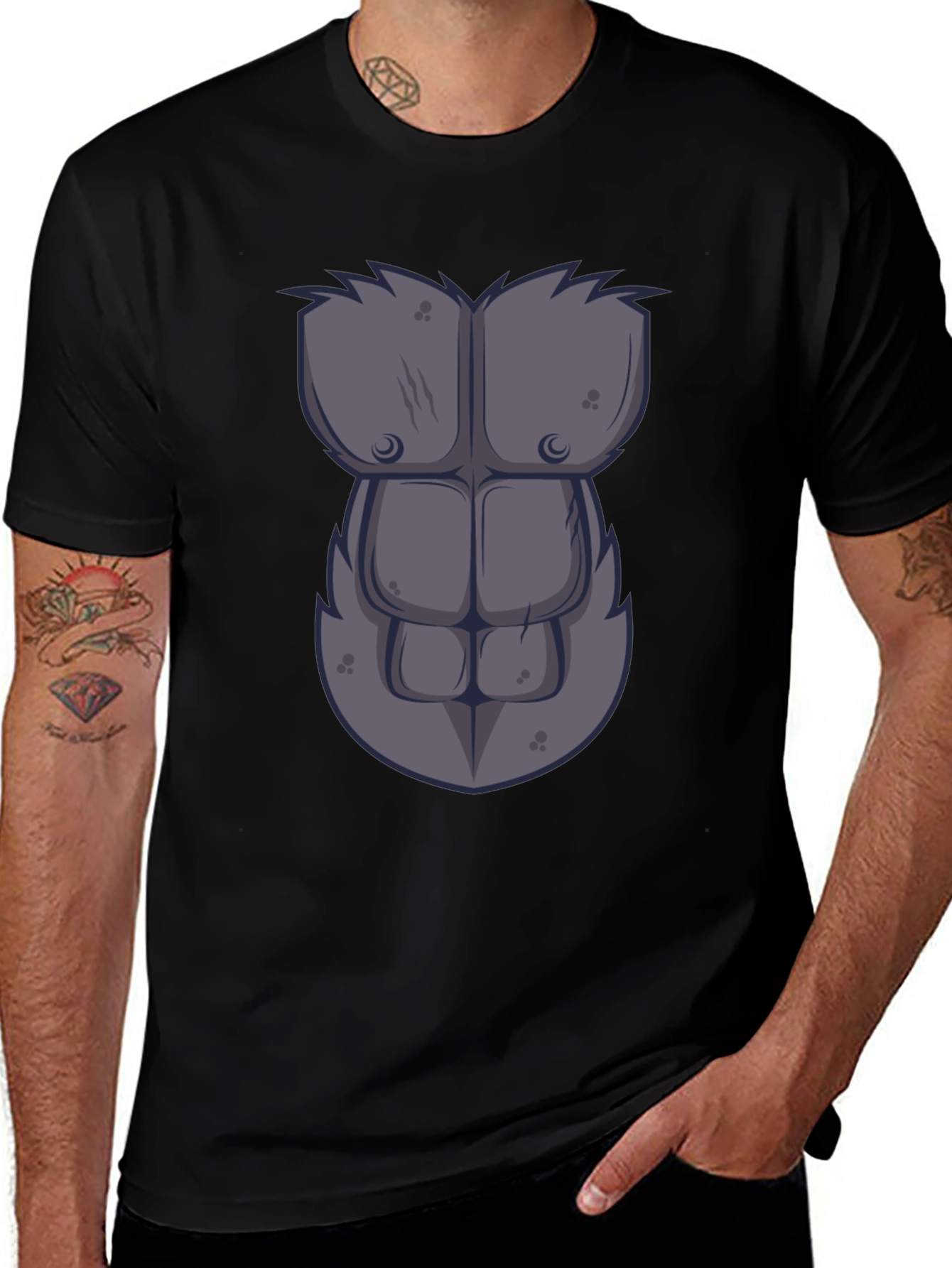 Gorilla Chest Graphic Tee - Novelty Muscle Shirt