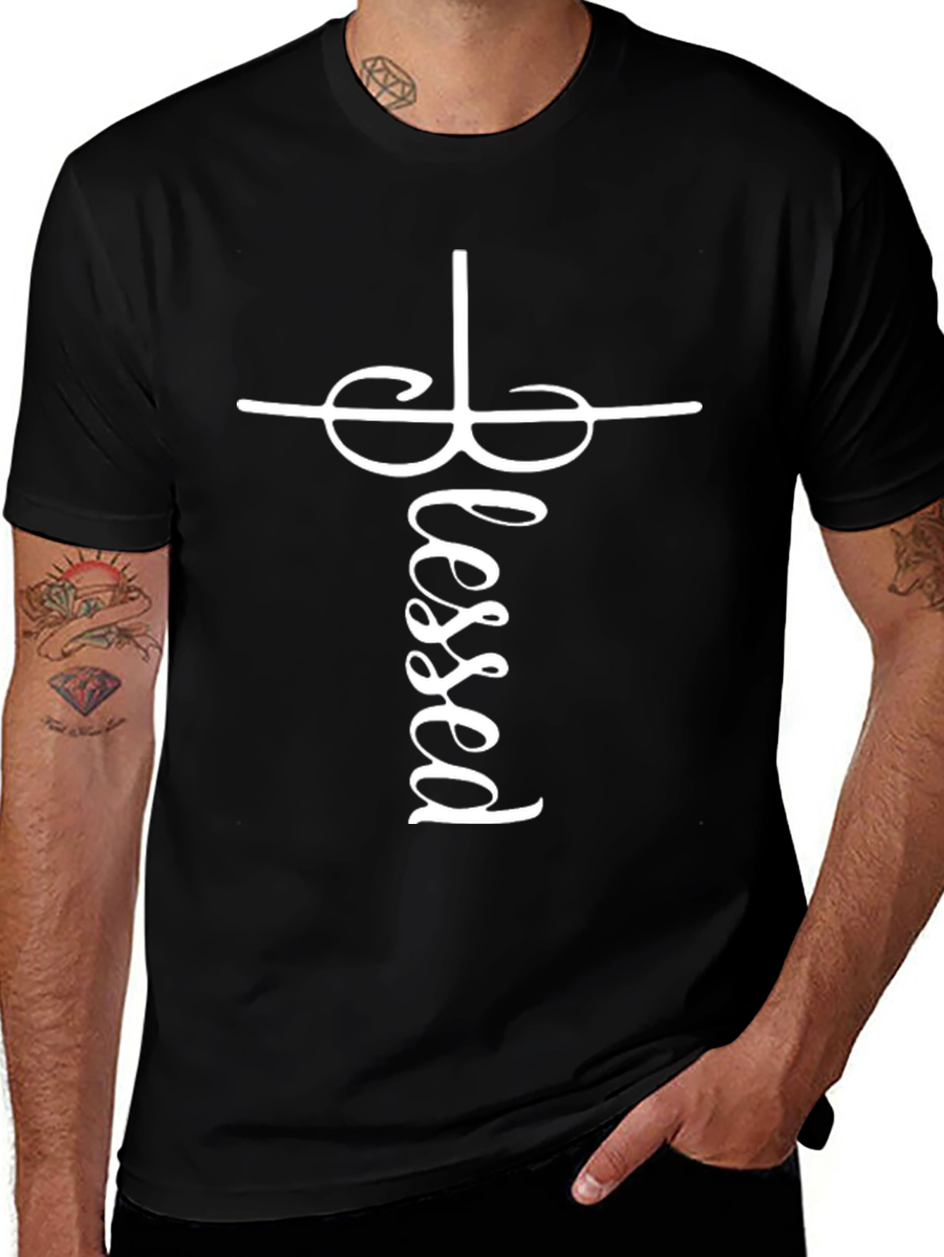 Blessed Cross Graphic Tee - Stylish Christian Apparel
