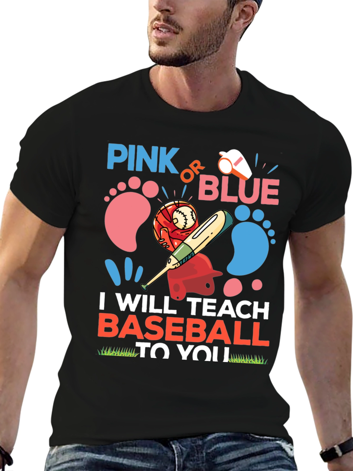 Pink or Blue Baseball Gender Reveal T-Shirt