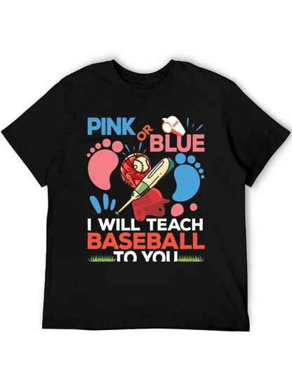 Pink or Blue Baseball Gender Reveal T-Shirt