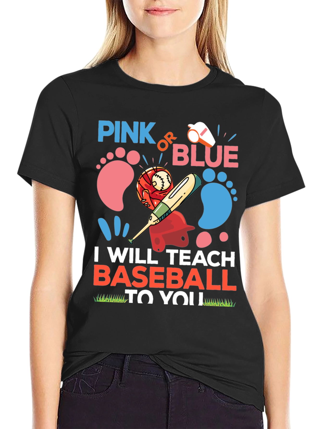 Pink or Blue Baseball Gender Reveal T-Shirt