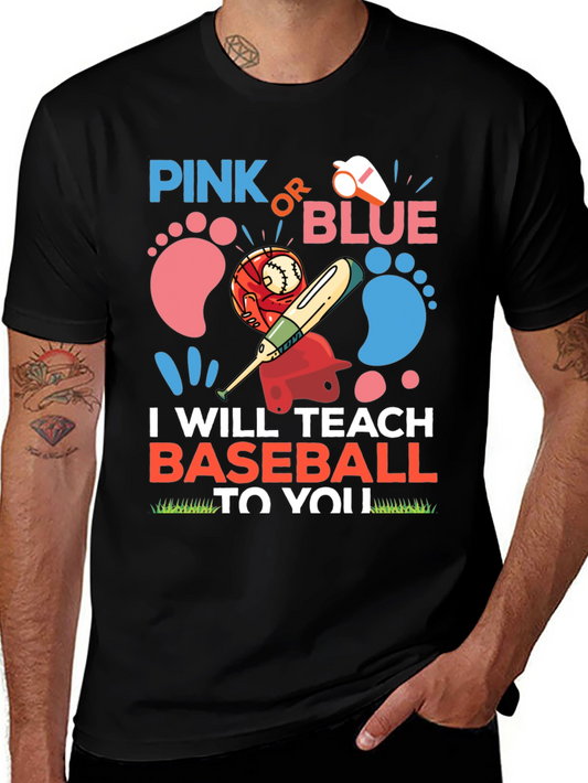 Pink or Blue Baseball Gender Reveal T-Shirt