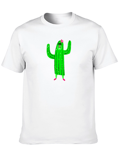 Cactus Character Graphic Black T-Shirt