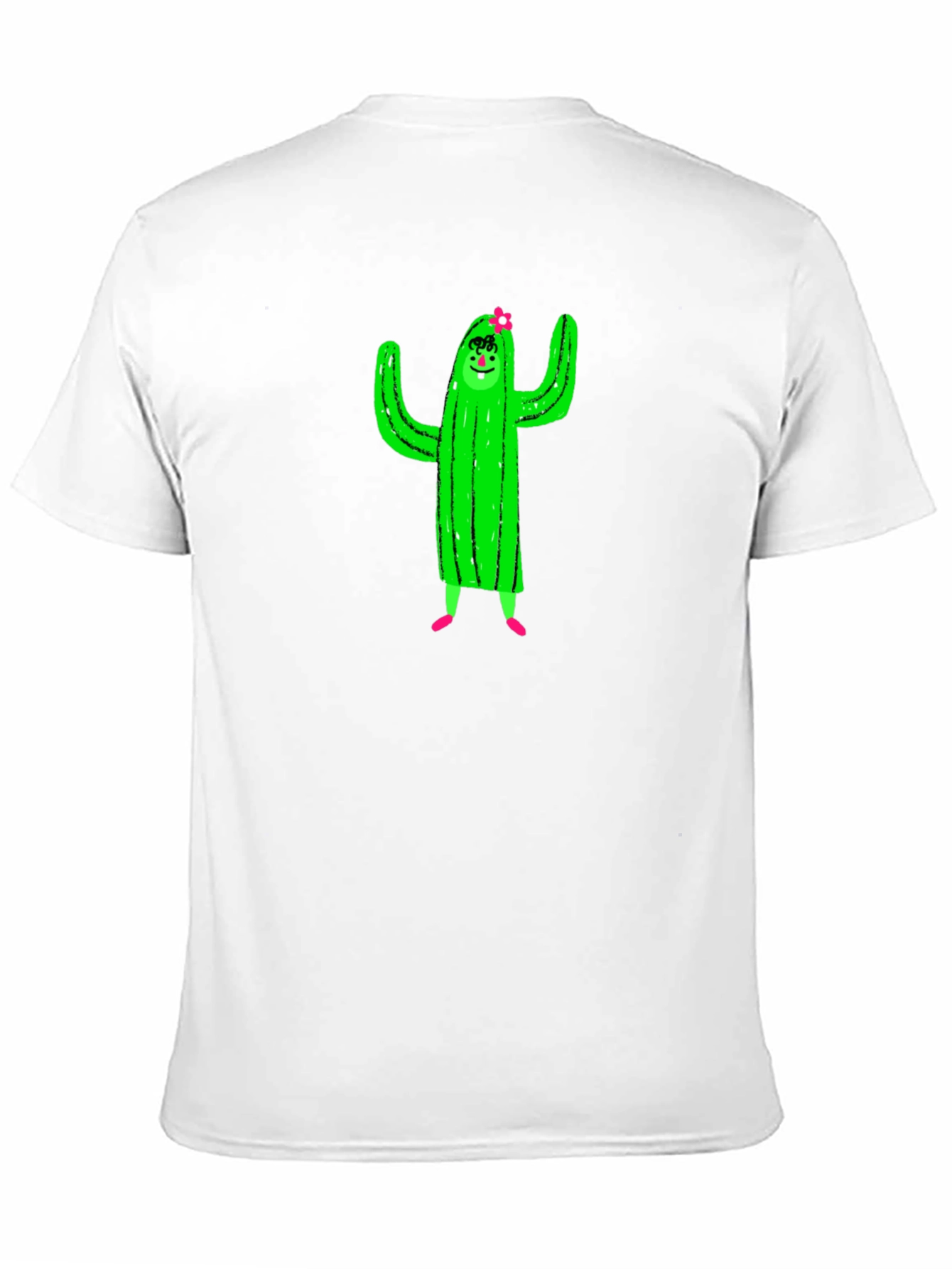 Cactus Character Graphic Black T-Shirt