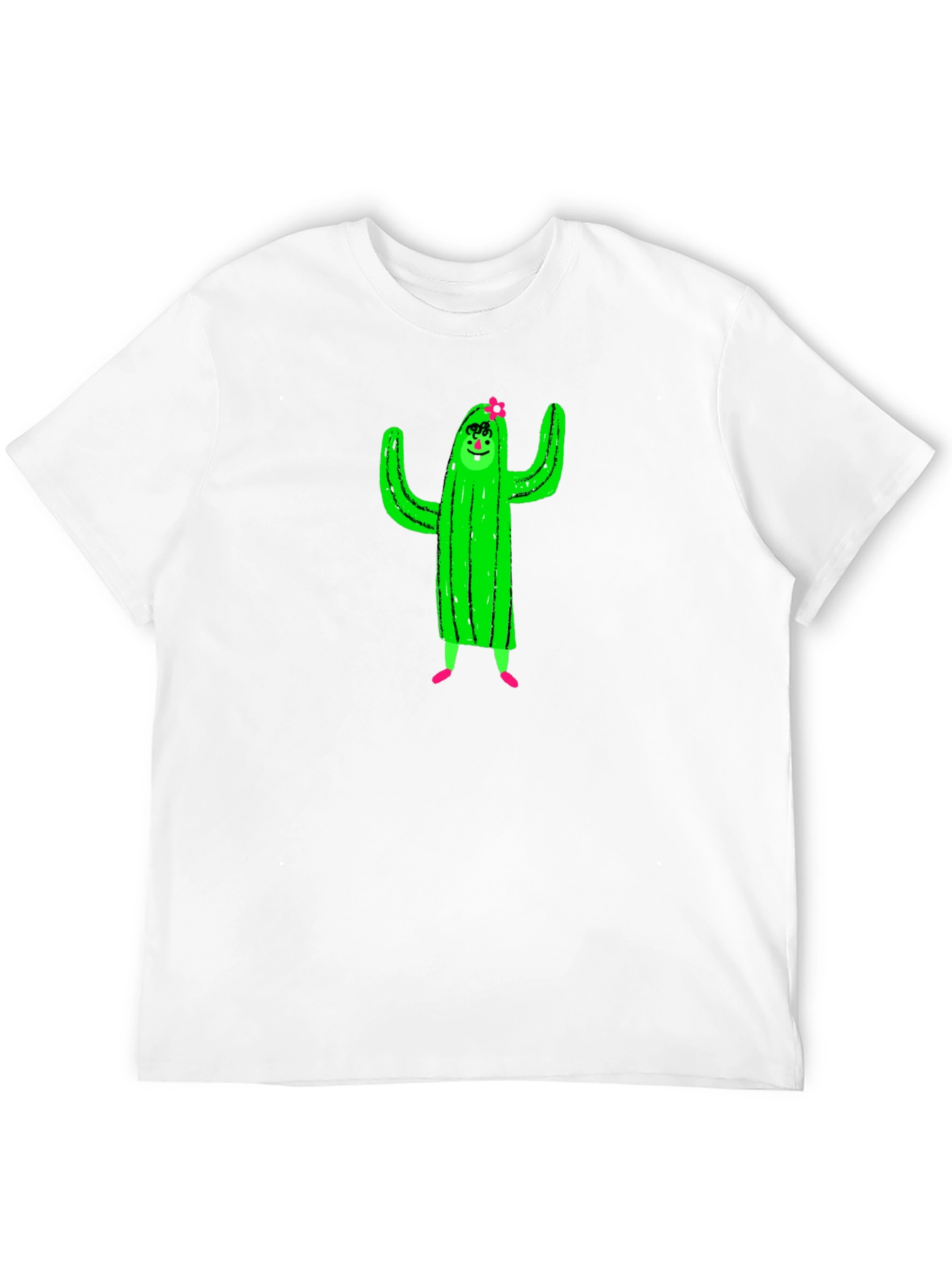Cactus Character Graphic Black T-Shirt