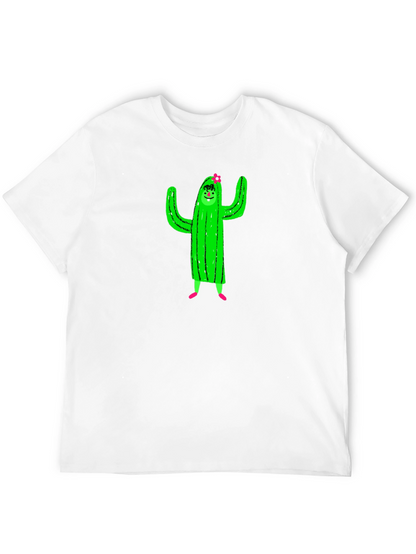 Cactus Character Graphic Black T-Shirt