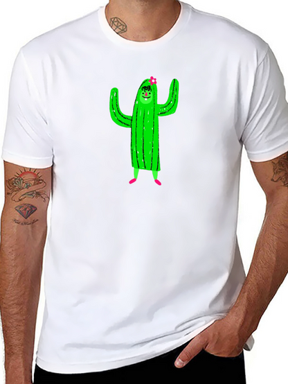 Cactus Character Graphic Black T-Shirt