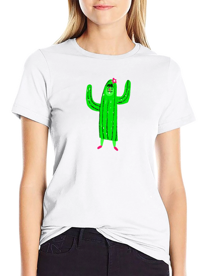 Cactus Character Graphic Black T-Shirt