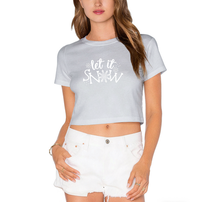 Let It Snow Snowflake Festive Red Christmas Crop Top
