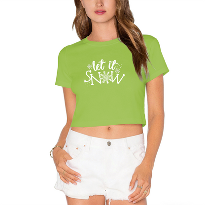 Let It Snow Snowflake Festive Red Christmas Crop Top
