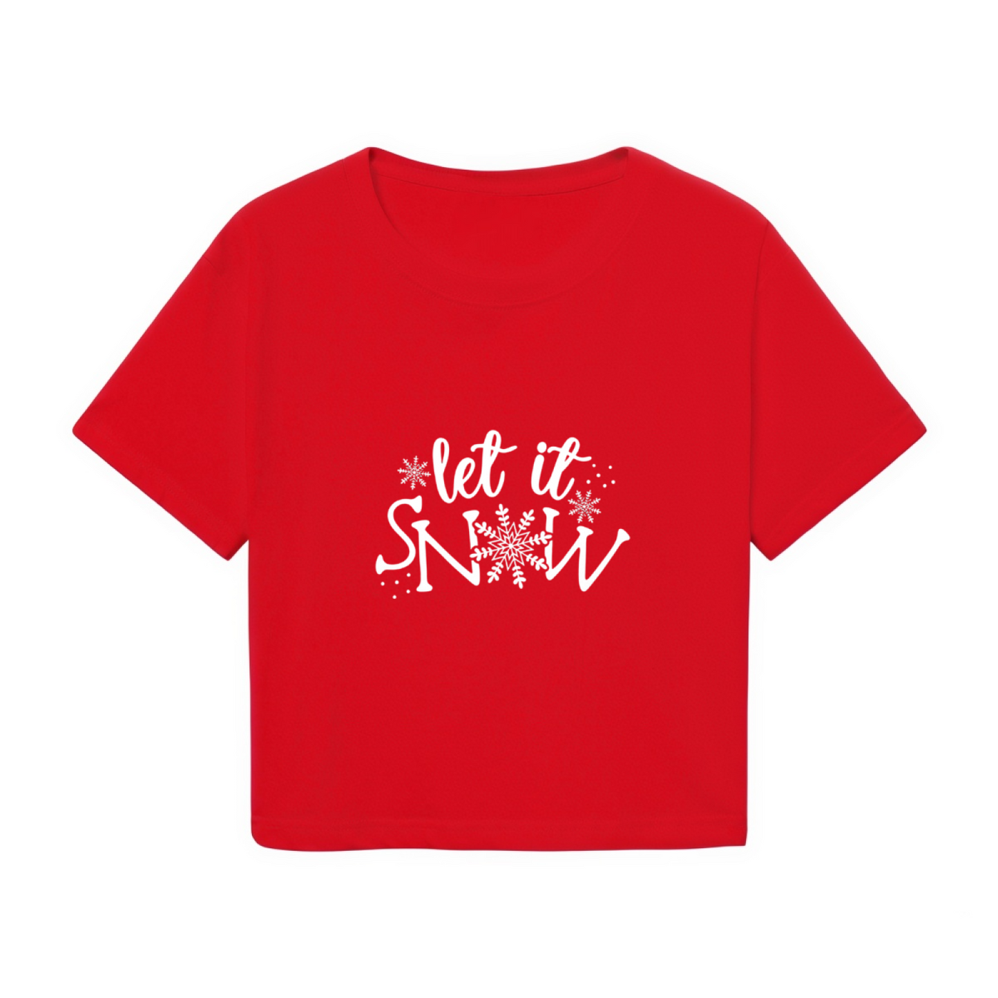 Let It Snow Snowflake Festive Red Christmas Crop Top