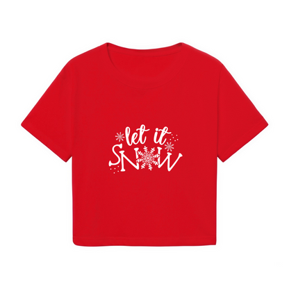 Let It Snow Snowflake Festive Red Christmas Crop Top