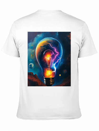 Cosmic Lightbulb Graphic Tee - Black Cotton T-Shirt