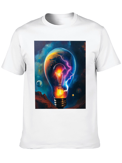 Cosmic Lightbulb Graphic Tee - Black Cotton T-Shirt