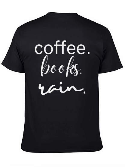 Coffee Books Rain T-Shirt - Cozy Comfort