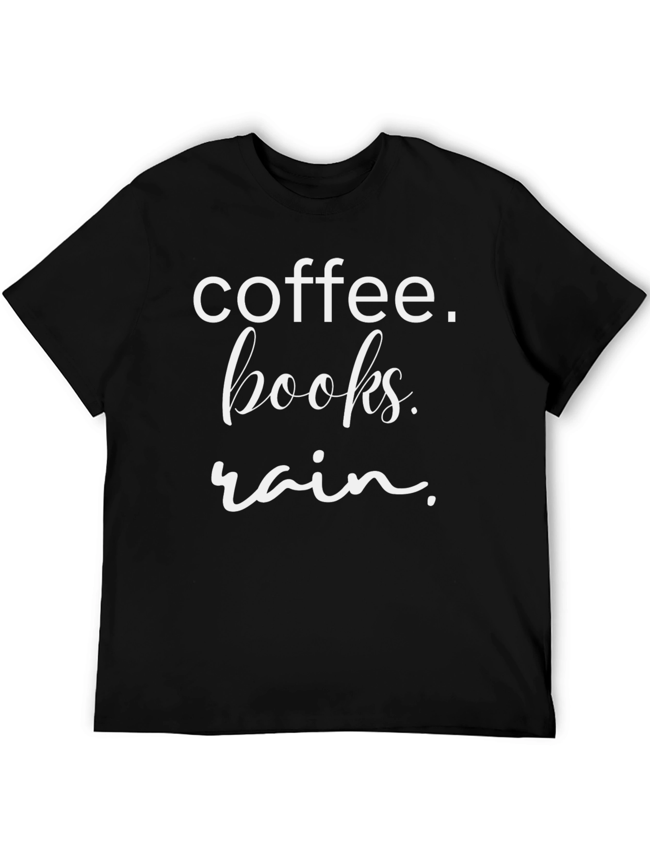 Coffee Books Rain T-Shirt - Cozy Comfort