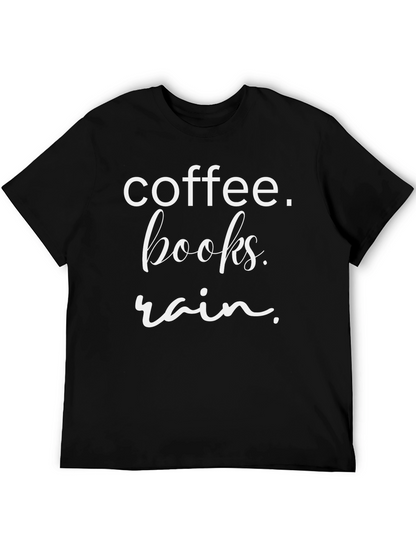 Coffee Books Rain T-Shirt - Cozy Comfort