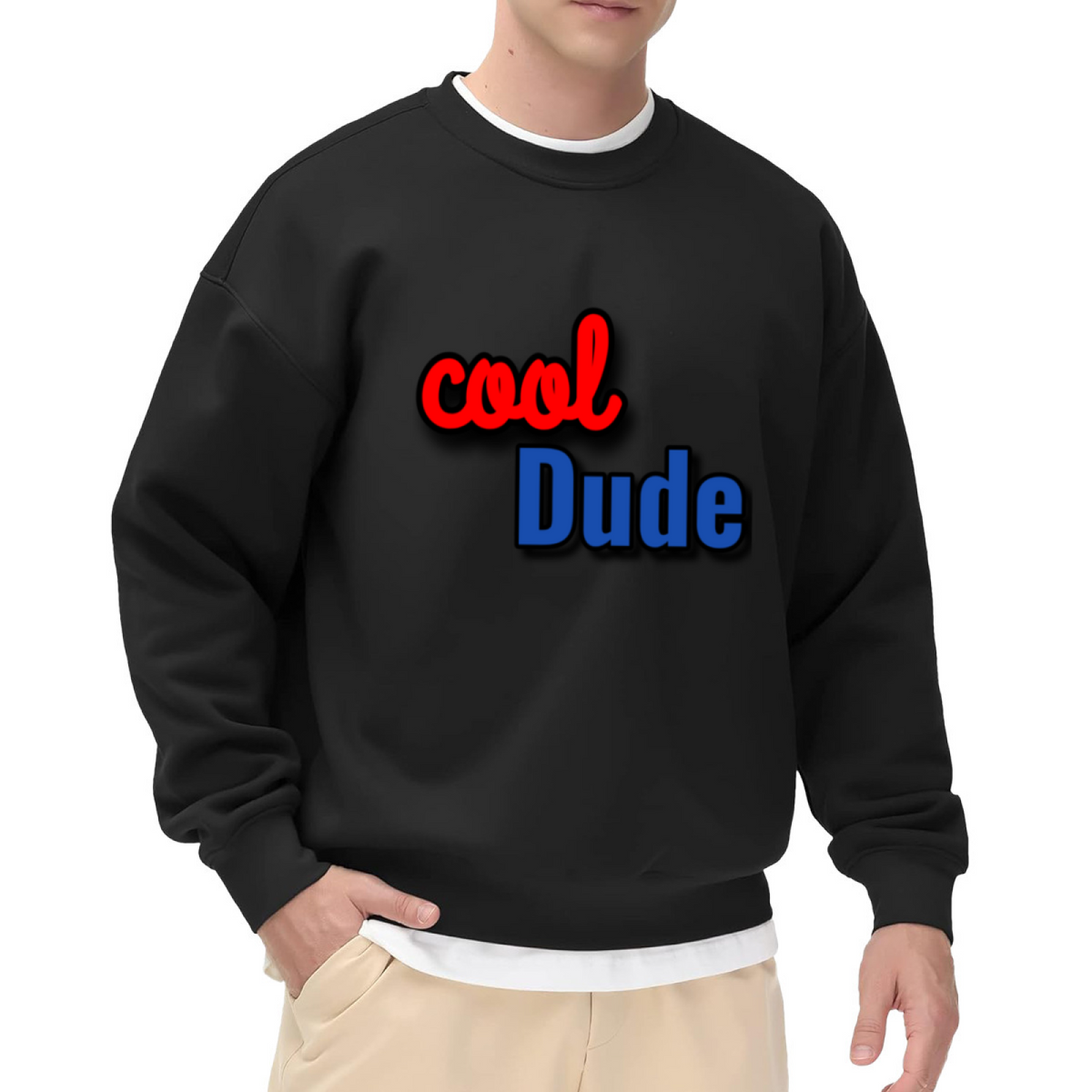 Cool Dude Crewneck Sweatshirt - Fun Colorful Retro Text Streetwear Pullover