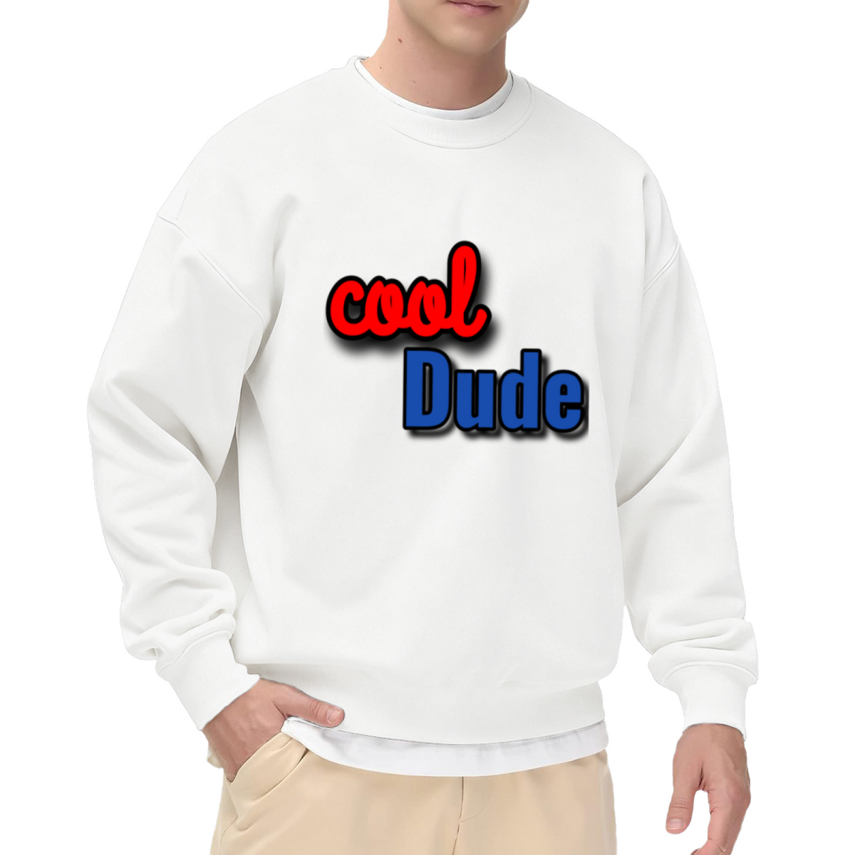Cool Dude Crewneck Sweatshirt - Fun Colorful Retro Text Streetwear Pullover
