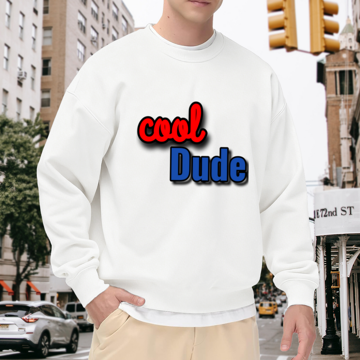 Cool Dude Crewneck Sweatshirt - Fun Colorful Retro Text Streetwear Pullover
