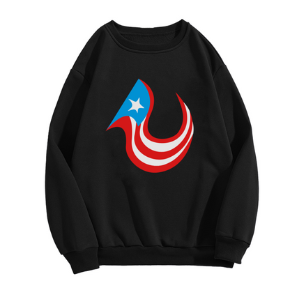 Red White Blue Flame Star Crewneck Sweatshirt - Patriotic Fire Design Pullover