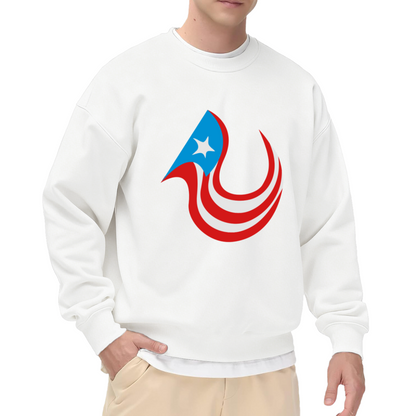 Red White Blue Flame Star Crewneck Sweatshirt - Patriotic Fire Design Pullover