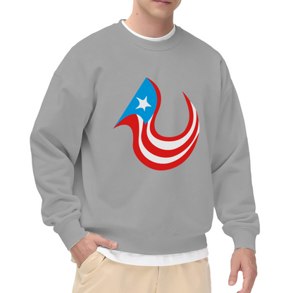 Red White Blue Flame Star Crewneck Sweatshirt - Patriotic Fire Design Pullover