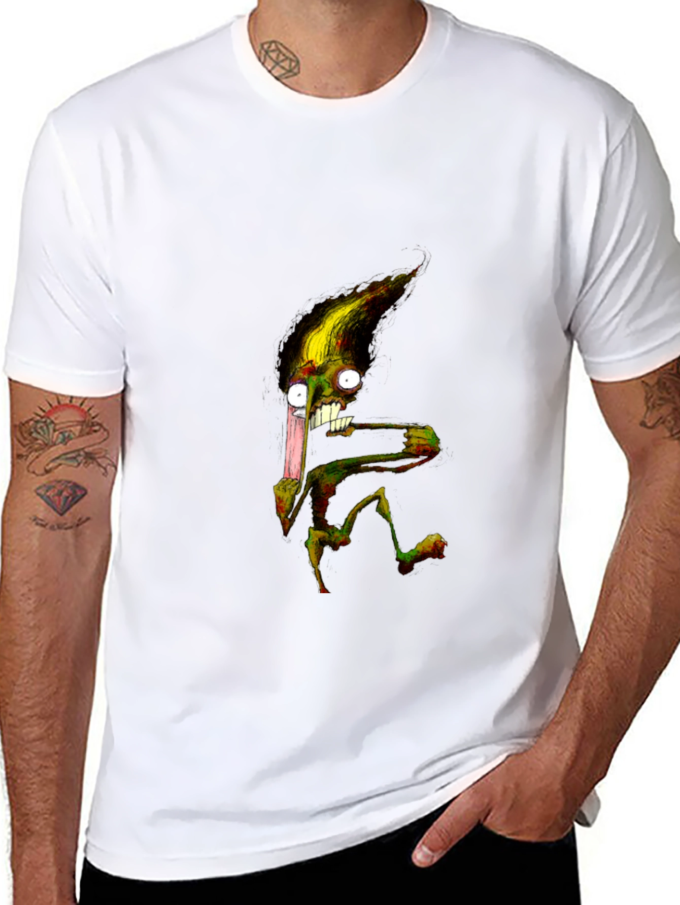 Monster Graphic T-Shirt - Black Crew Neck