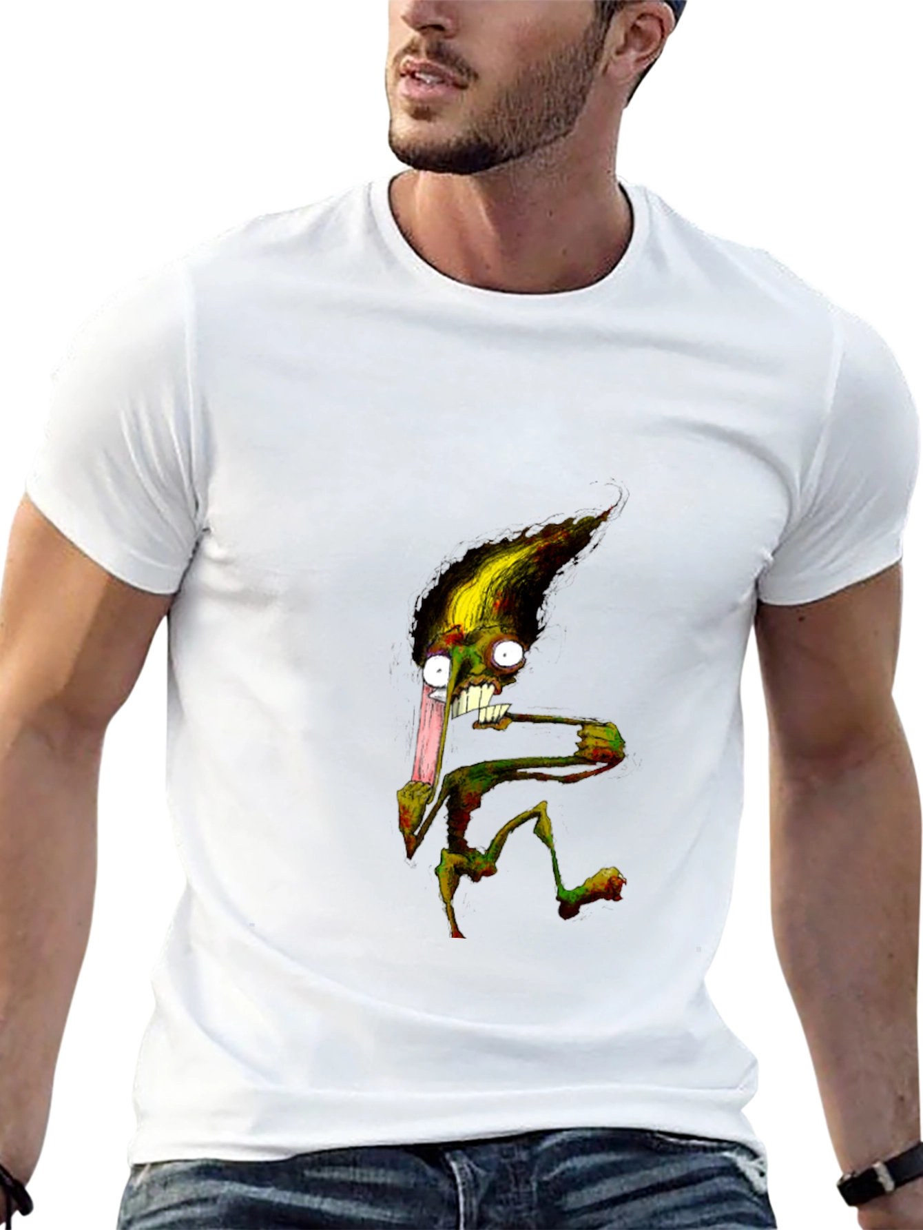 Monster Graphic T-Shirt - Black Crew Neck