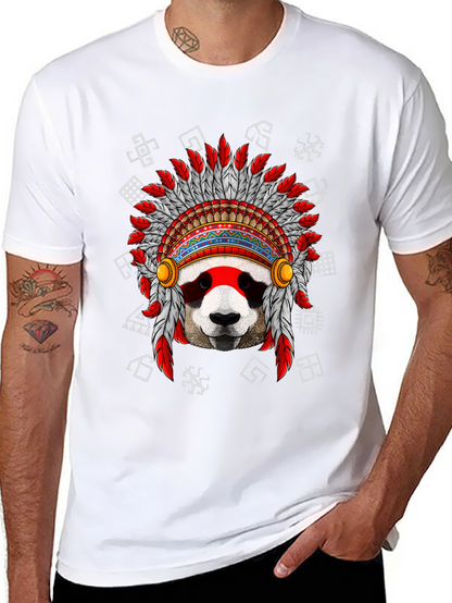 Panda Indian Headdress Graphic T-Shirt