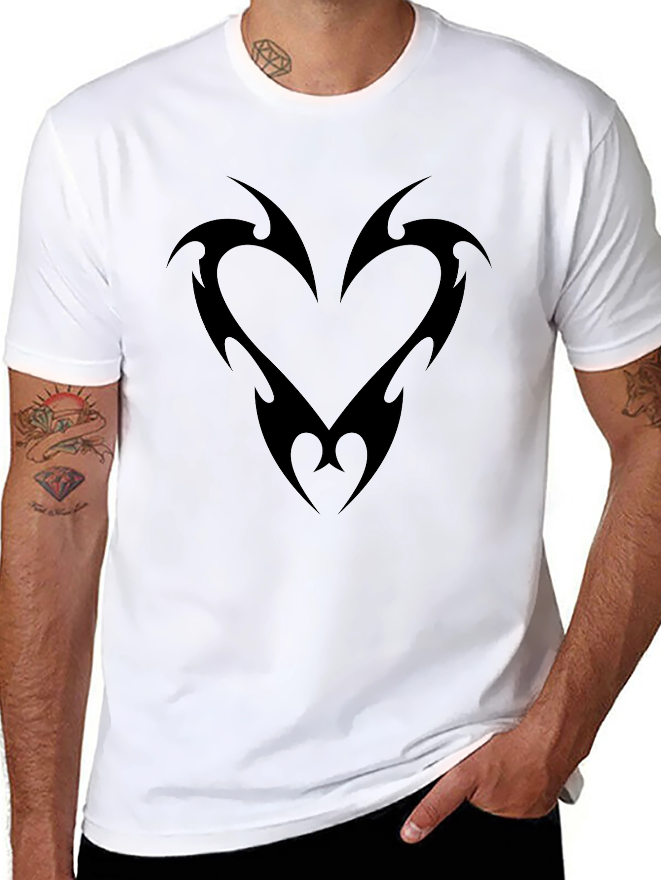 Tribal Heart Graphic Black T-Shirt