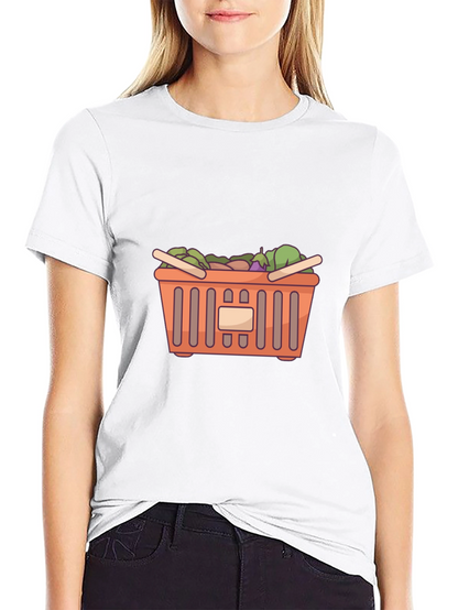 Funny Graphic Tee - Shopping Basket Design