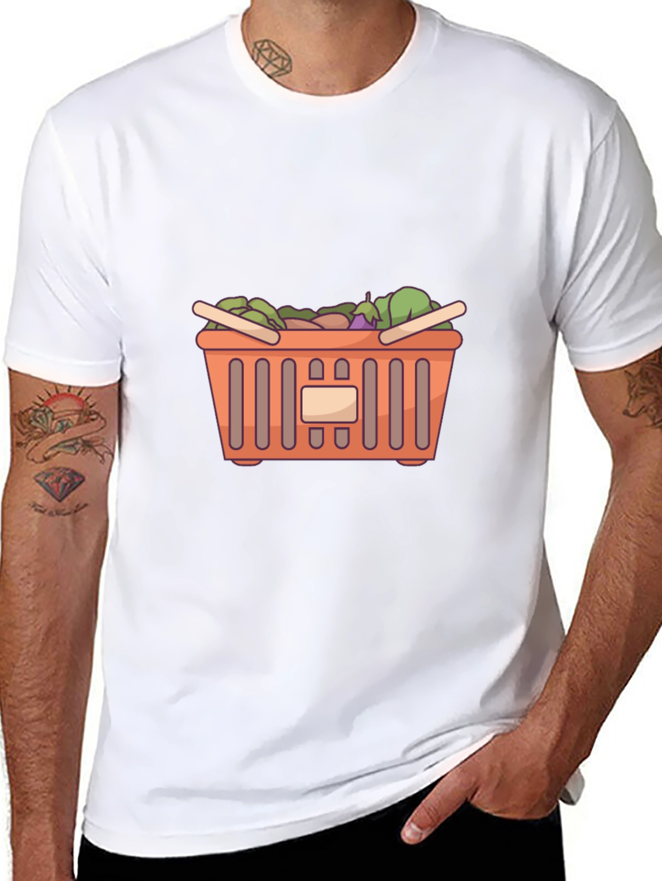 Funny Graphic Tee - Shopping Basket Design
