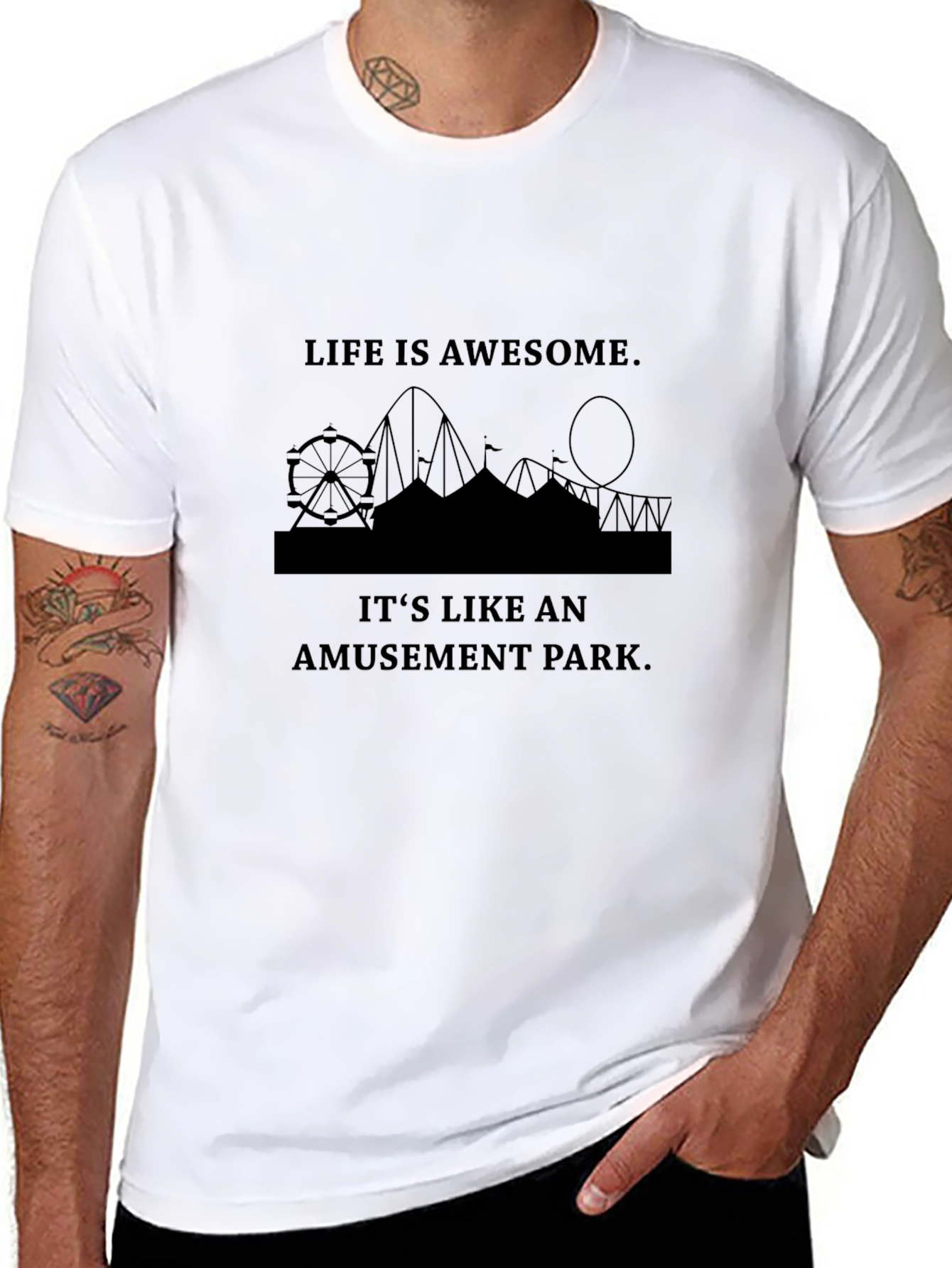 Life is Awesome Amusement Park Graphic Tee