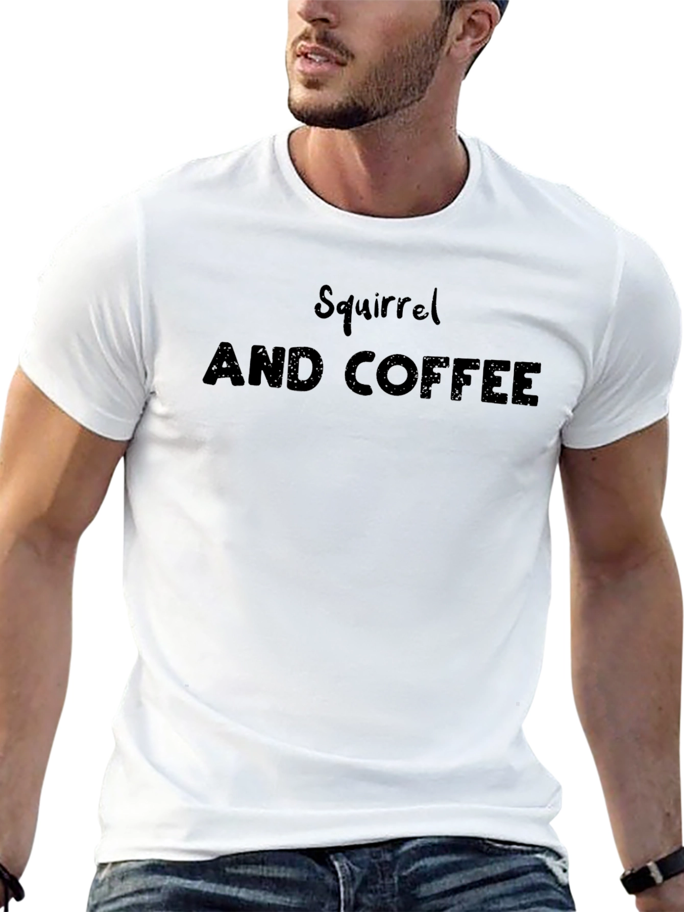 Squirrel and Coffee Black Graphic Tee