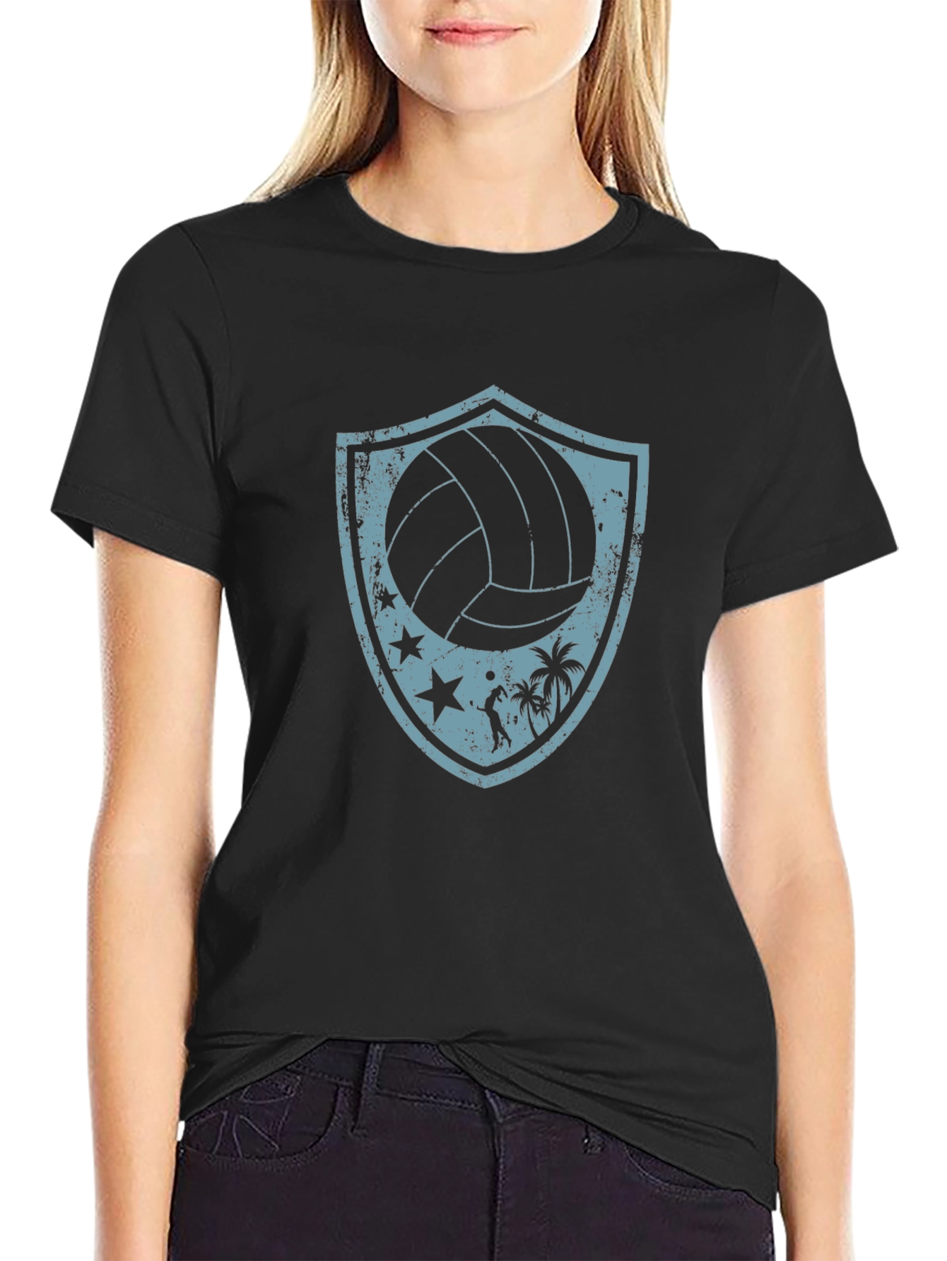 Volleyball Beach Shield Graphic T-Shirt