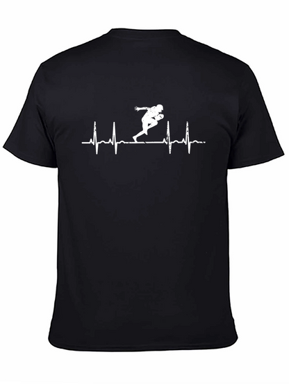 Football Heartbeat T-Shirt - Black