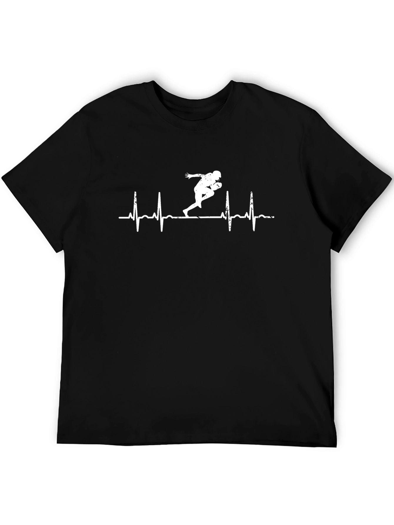 Football Heartbeat T-Shirt - Black